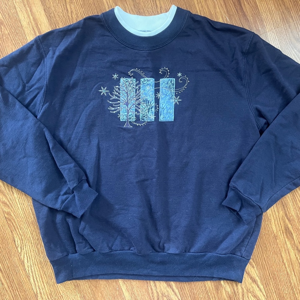 Navy Blue Graphic Women's Sweater